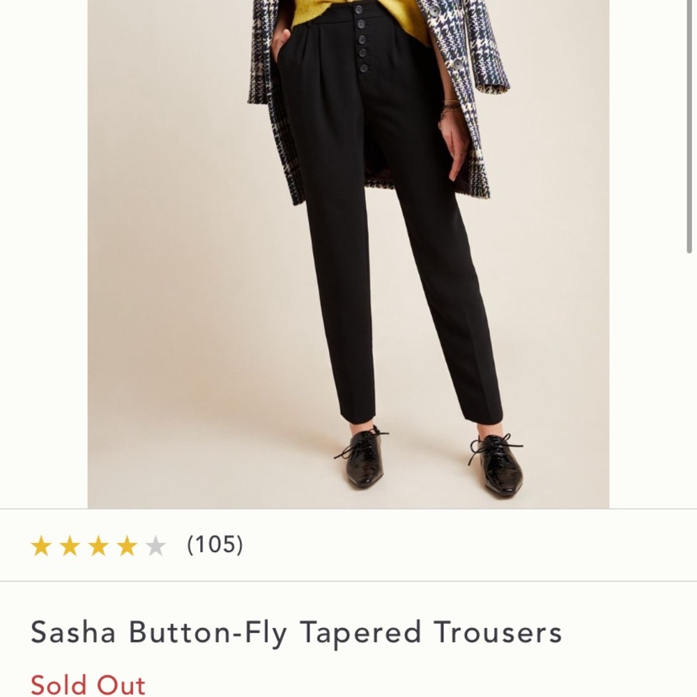 Anthropologie Sasha Button-Fly Tapered Trousers
